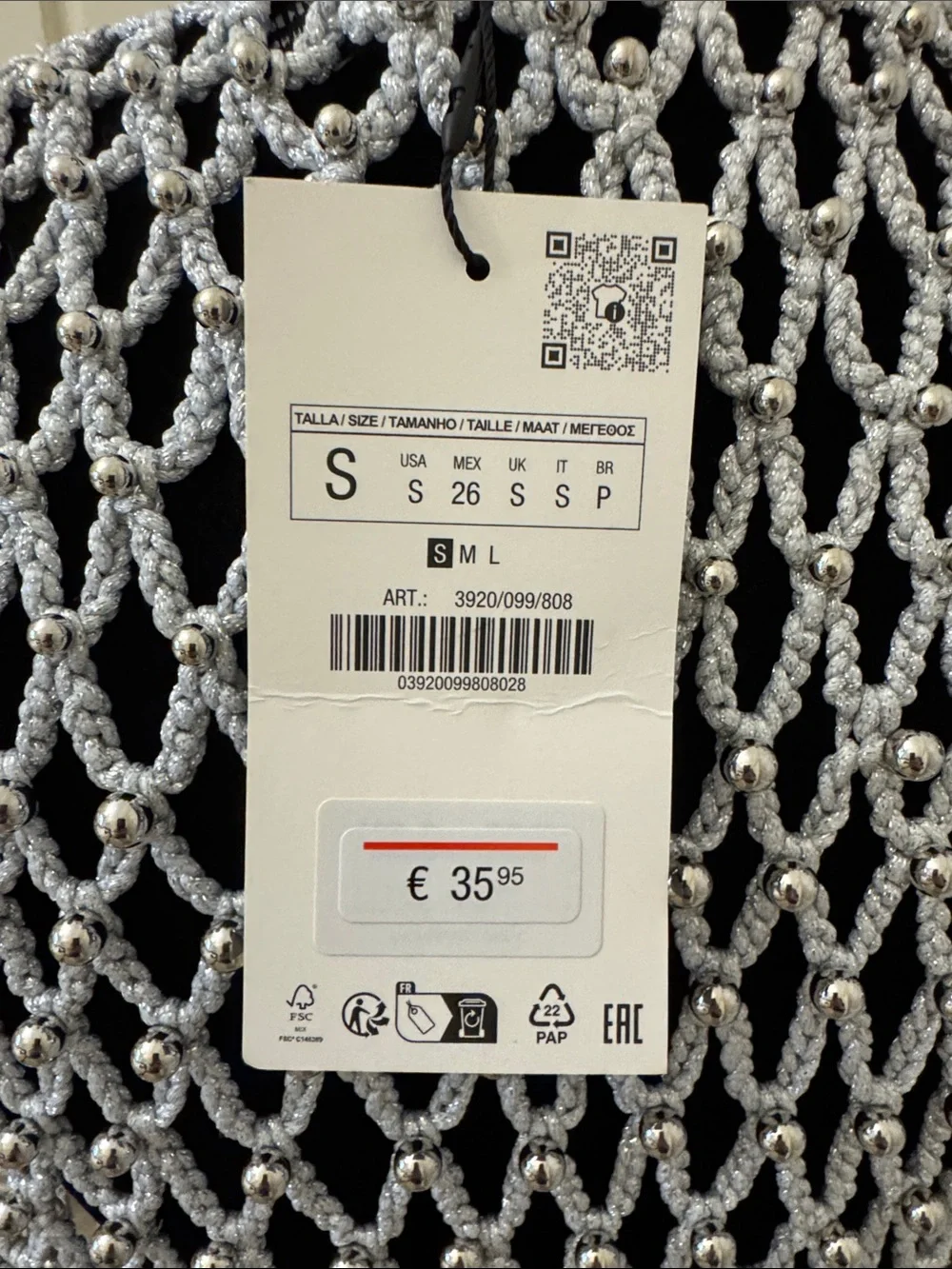Silver Beaded Open Weave vest top. - Picture 4 of 4